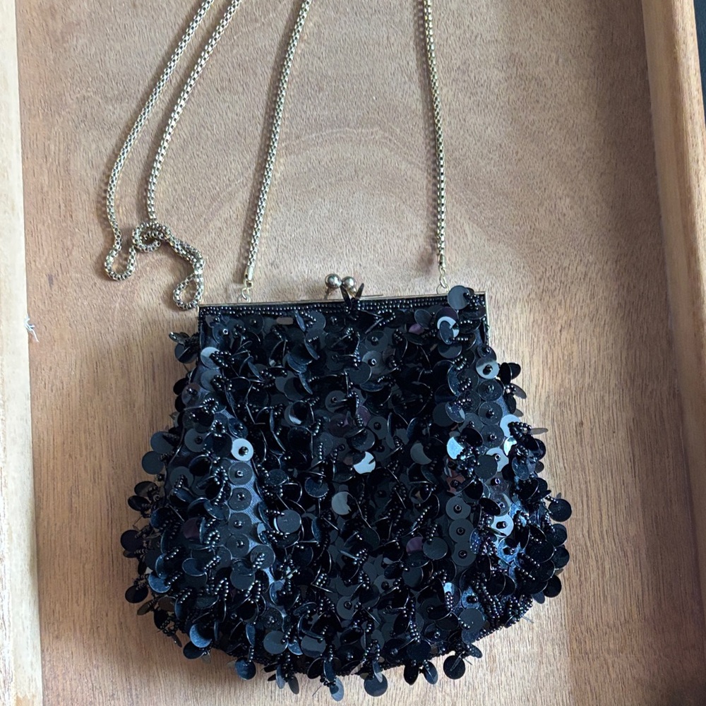 Elegant vintage bead and Sequined black bag